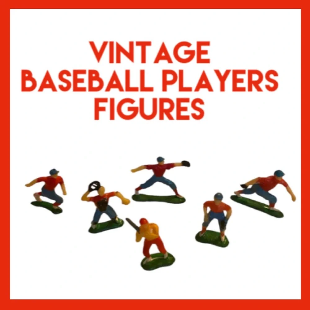 Vintage Action Figures Sports Baseball Toppers Toy Set Collectible 6pc Bundle